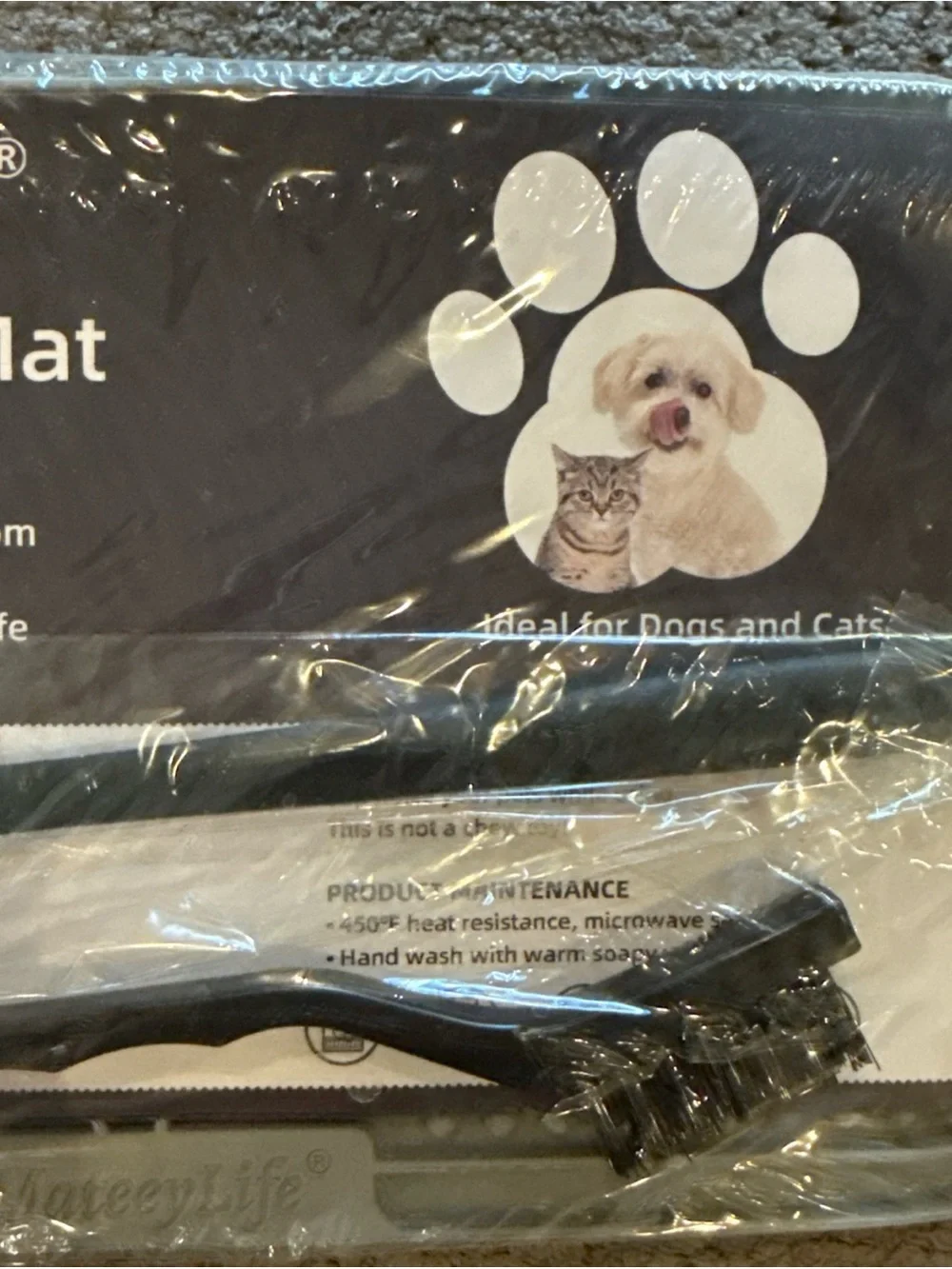Gray Pet Licking Mat - Slow Feeder for Dogs & Cats